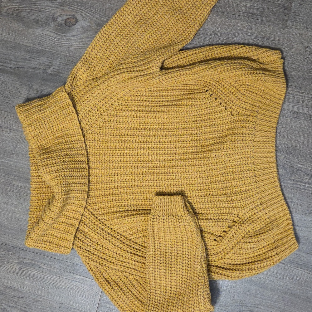 Moon & Madison • Mustard Knit Cowlneck Sweater